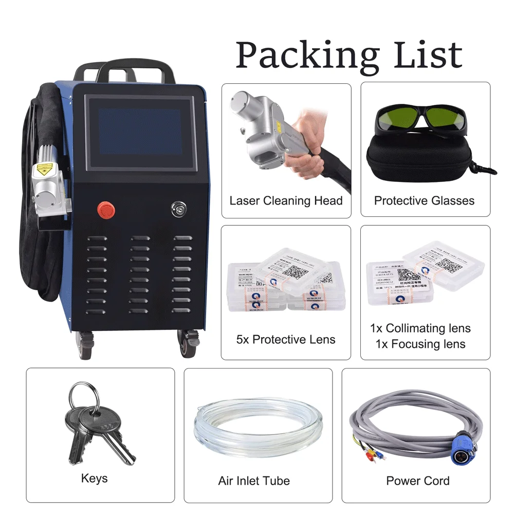 1500W 2000W Air Cooling Fiber Laser Cleaning Machine Portable Handheld Fiber Laser Cleaner for Surface Rust Oil Paint Remove