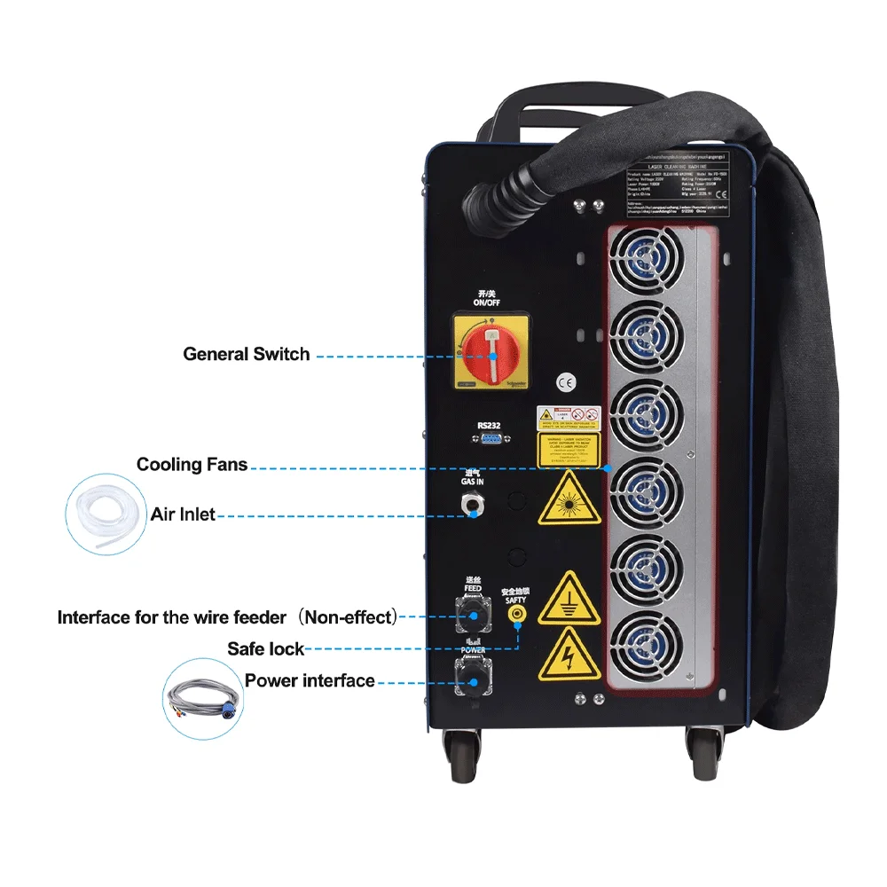 1500W 2000W Air Cooling Fiber Laser Cleaning Machine Portable Handheld Fiber Laser Cleaner for Surface Rust Oil Paint Remove
