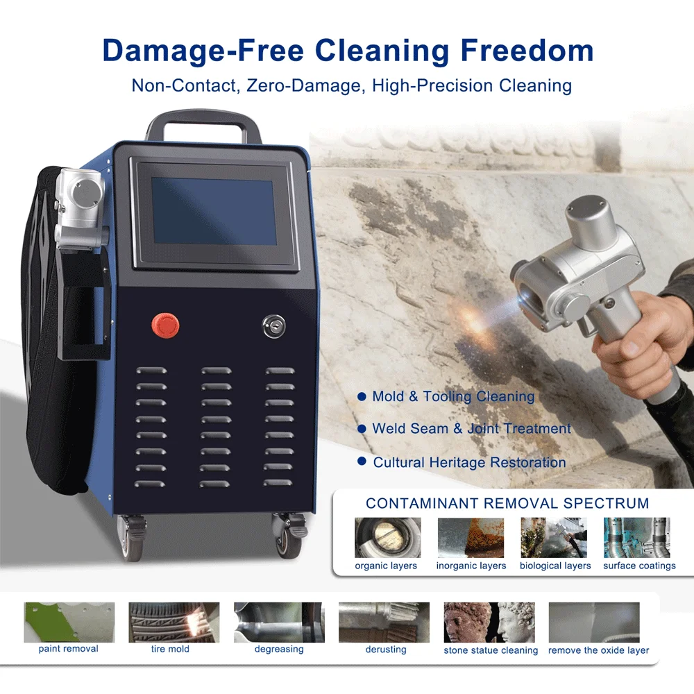 1500W 2000W Air Cooling Fiber Laser Cleaning Machine Portable Handheld Fiber Laser Cleaner for Surface Rust Oil Paint Remove