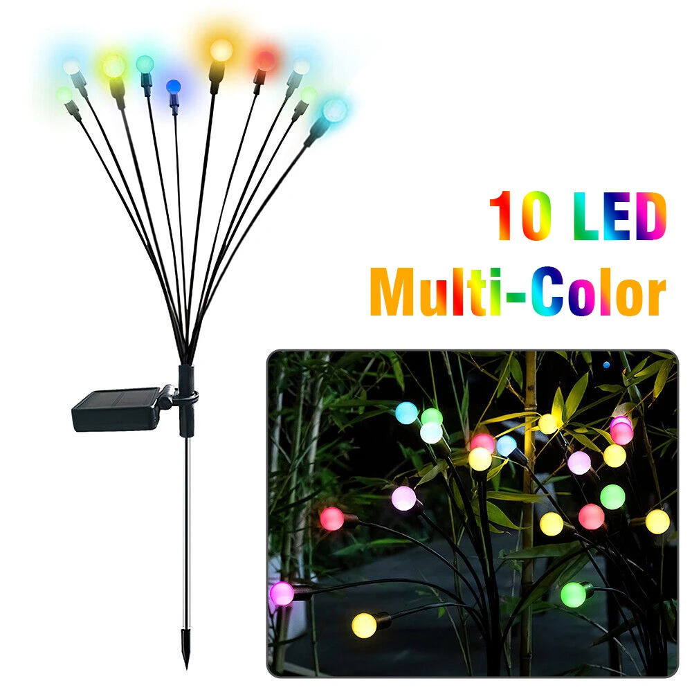 Solar Firefly Garden Lights 10LED Swaying Outdoor Waterproof Landscape Decor