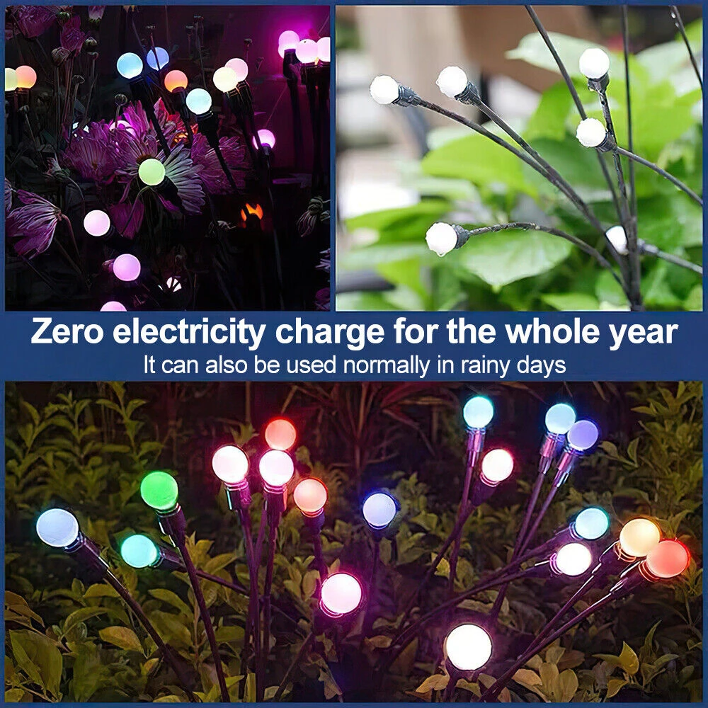 Solar Firefly Garden Lights 10LED Swaying Outdoor Waterproof Landscape Decor