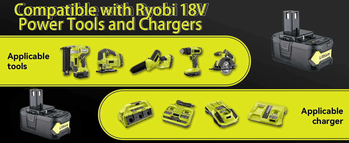 1/2/4PCS 5.0Ah P108 li-on Battery Replace for Ryobi 18V P104 P105 P107 P109 P102 Battery pin Compatible with Cordless Power Tool