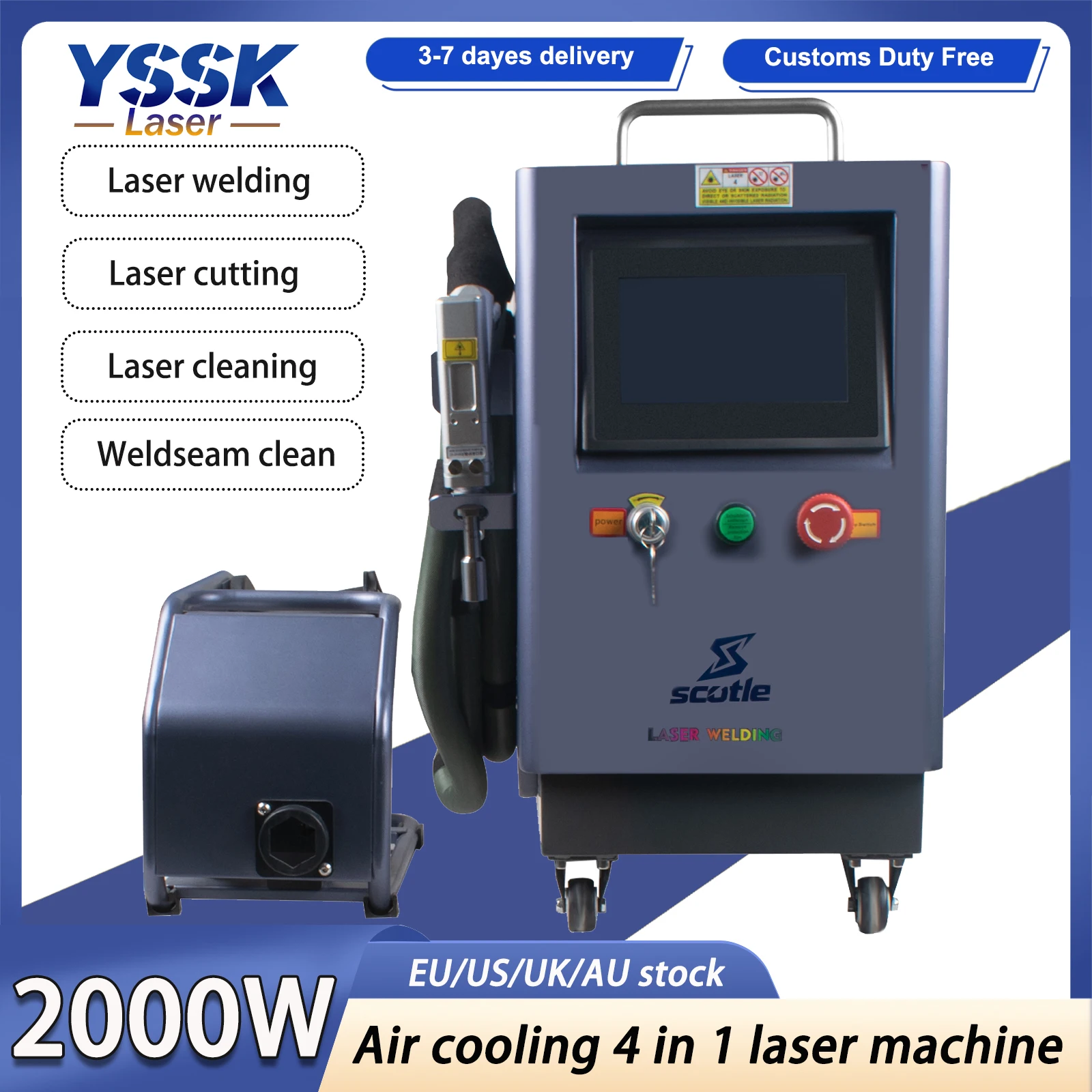 Handheld Laser 2000W Air Cooling 4 in 1 Laser Welding/Cutting/Cleaning Machine Laser welder cutter 100% factory outlet