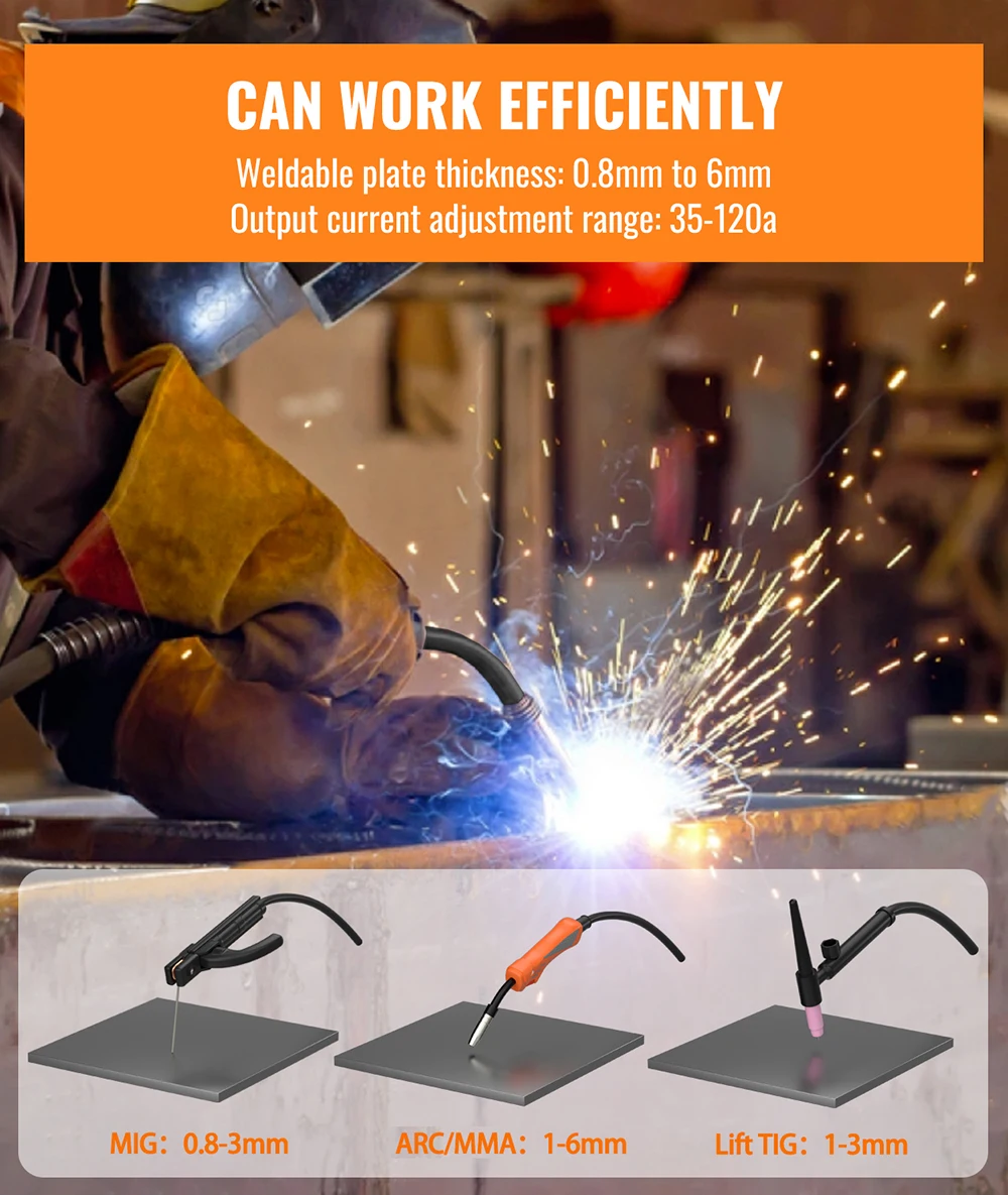 HITBOX MIG200 MIG Welder 3 in 1 MMA/Flux Cored MIG/Lift TIG Semi-Automatic Gasless MIG Inverter Welding Machine 220V AU Plug