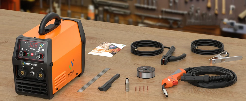 HITBOX MIG200 MIG Welder 3 in 1 MMA/Flux Cored MIG/Lift TIG Semi-Automatic Gasless MIG Inverter Welding Machine 220V AU Plug