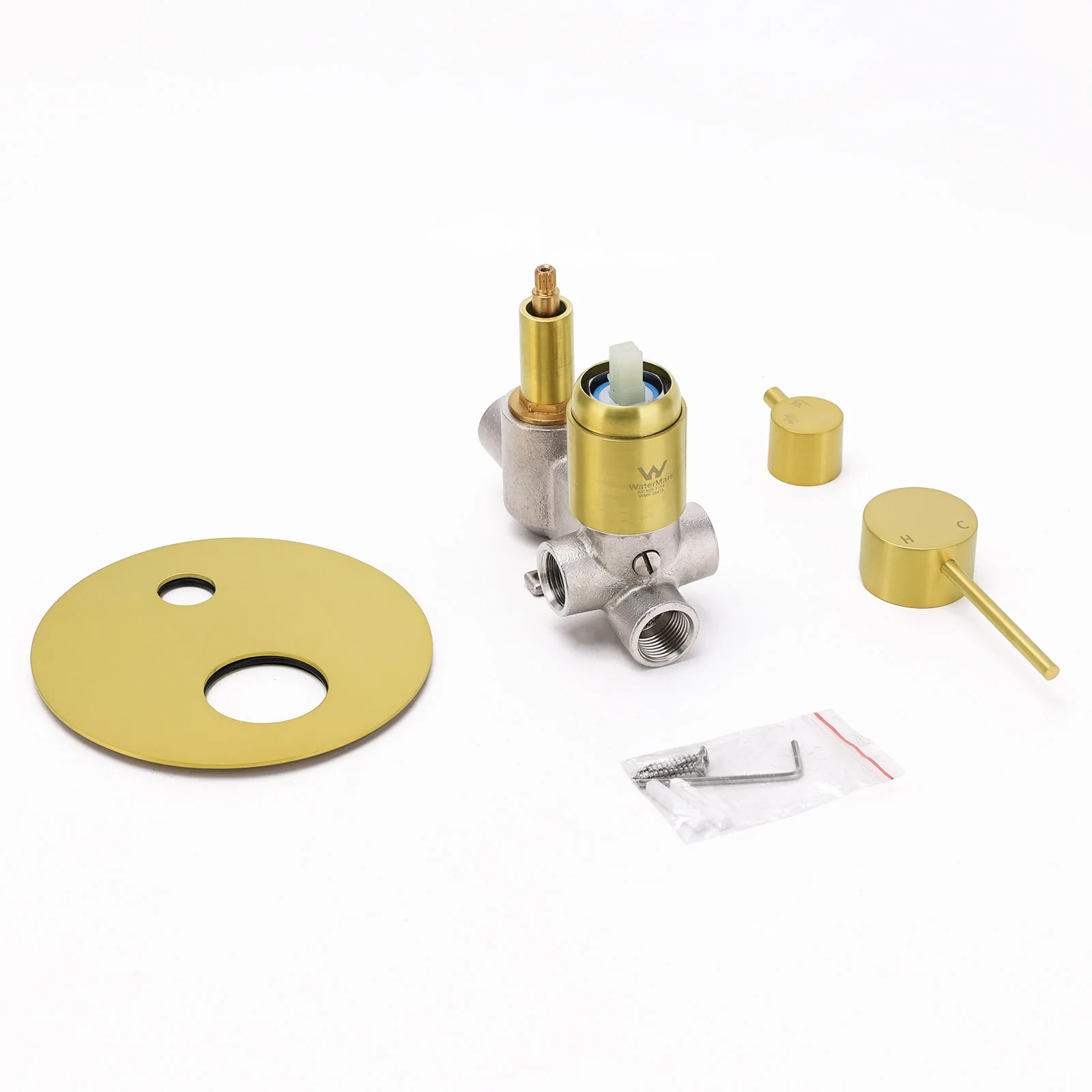 **Sydney Stock** KYLINS Brushed Gold Round Rain Shower Head 3 Mode Handheld Kit 2 Way Mixer Diverter Tap Set Wels WaterMark