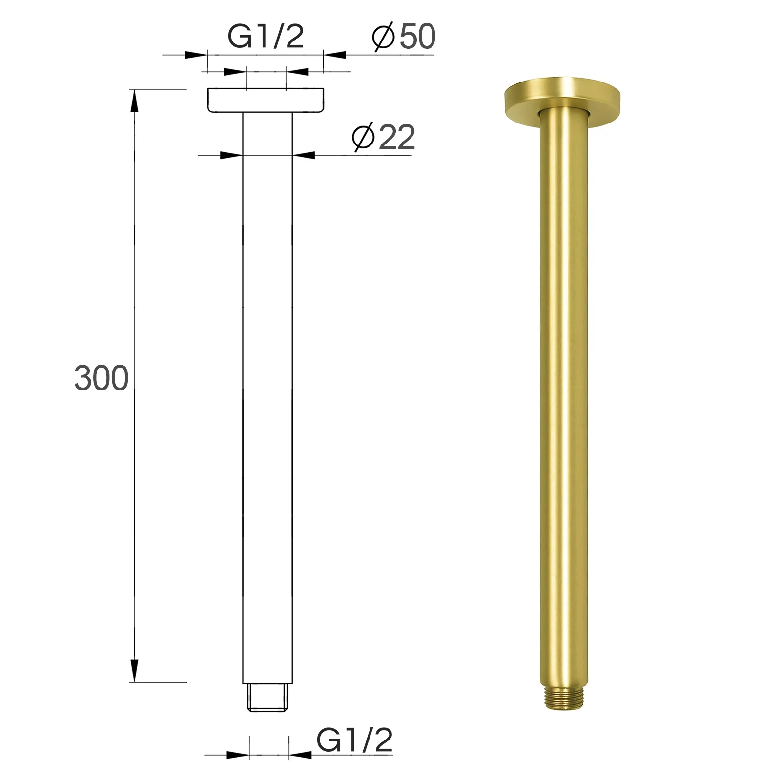 **Sydney Stock** KYLINS Brushed Gold Round Rain Shower Head 3 Mode Handheld Kit 2 Way Mixer Diverter Tap Set Wels WaterMark