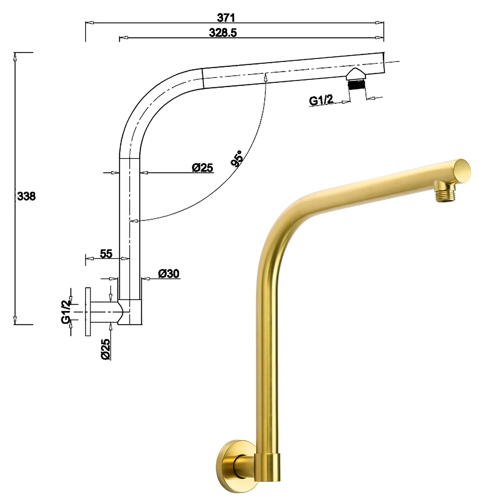 **Sydney Stock** KYLINS Brushed Gold Round Rain Shower Head 3 Mode Handheld Kit 2 Way Mixer Diverter Tap Set Wels WaterMark