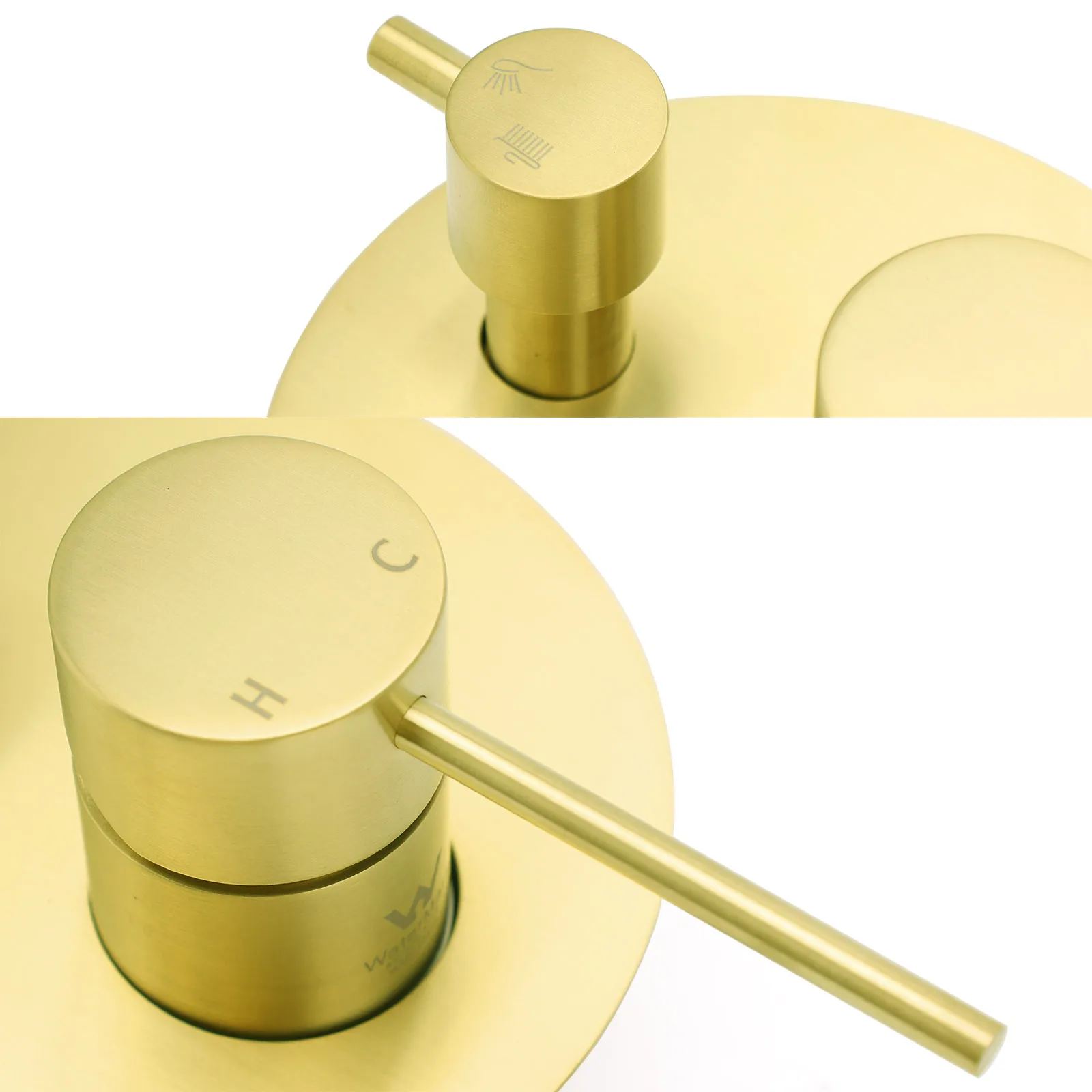 **Sydney Stock** KYLINS Brushed Gold Round Rain Shower Head 3 Mode Handheld Kit 2 Way Mixer Diverter Tap Set Wels WaterMark