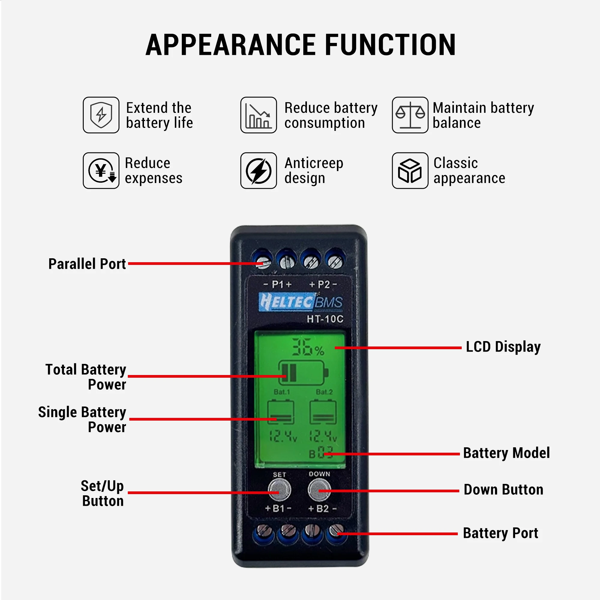 Heltec 5A 4S 6S 8S Active Balancer/ 12V LCD Battery Equalizer for Lifepo4 Lipo LTO Battery/Lead Acid Battery
