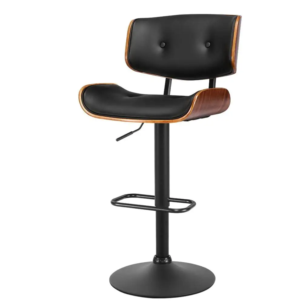 All Black Leather Gas Lift Adjustable Swivel Bar Stools Kitchen Counter Chairs