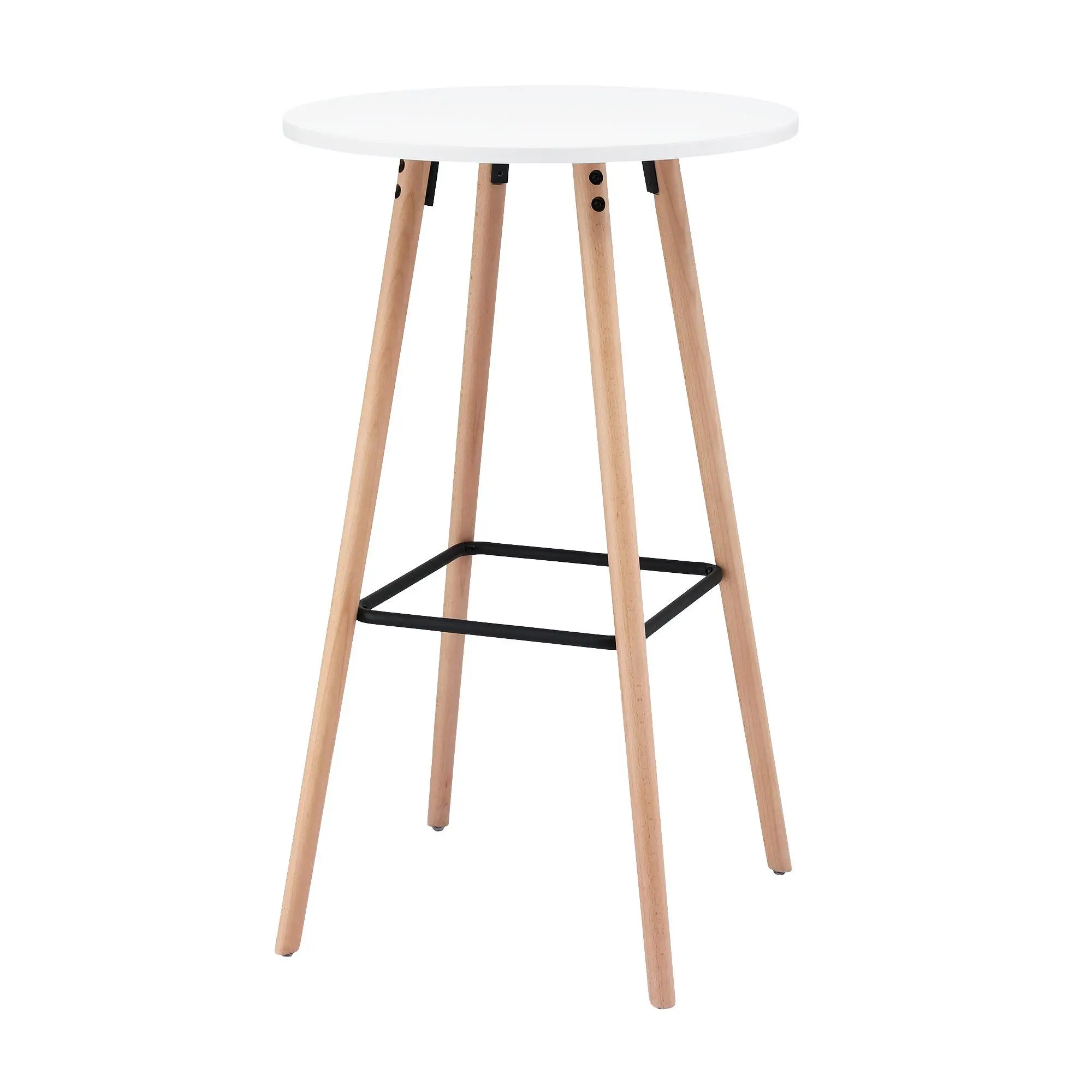 Modern Round Bar Table White Wood 98cm Height Kitchen Dining Counter Pub Table