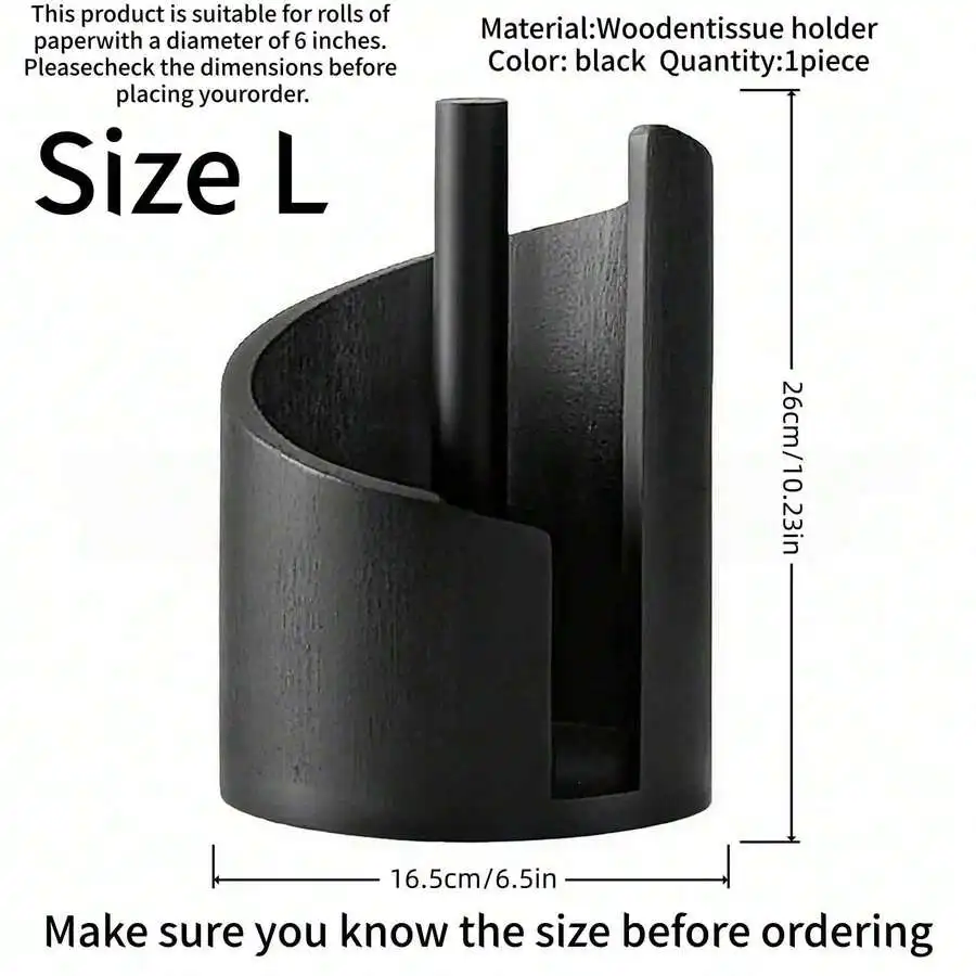 1pc Solid Wood Round Small Toilet Paper Holder, Compact Space-Saving Desktop Tissue Storage Rack, Natural Wood Color,