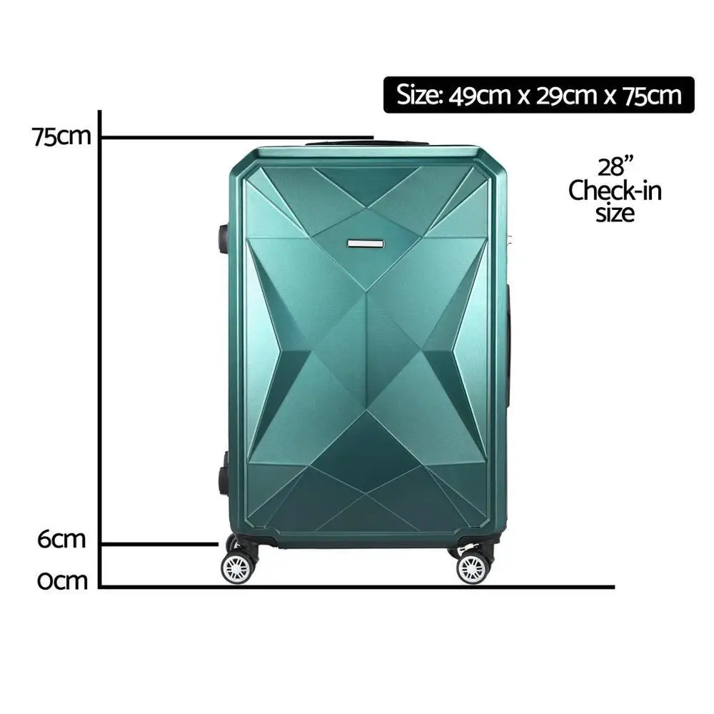28 Inch ABS Hard Shell Travel Suitcase Set with TSA Lock and Organizer Case Atrovirens