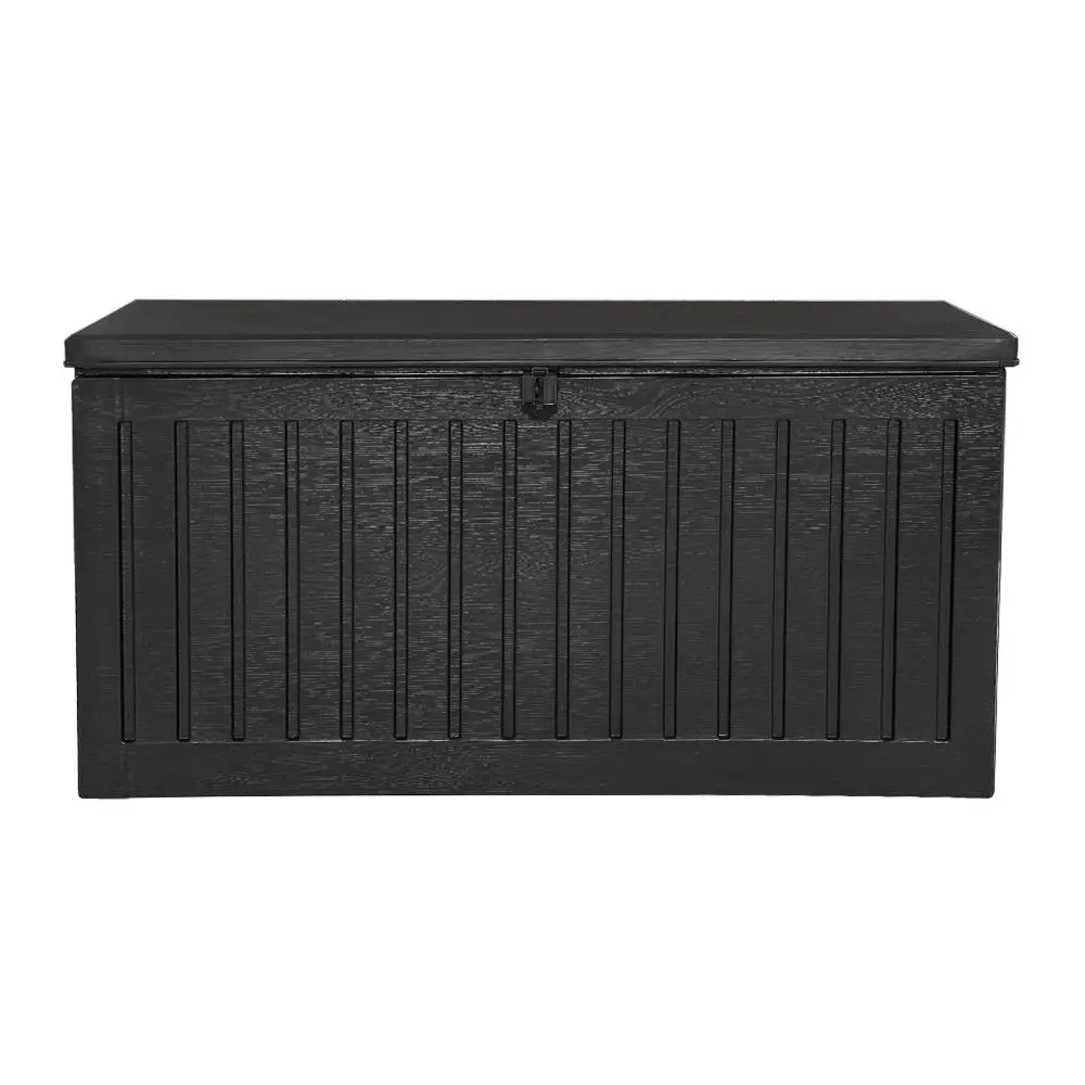 270L Lockable Outdoor Storage Box Garden Bench Tool Shed Black Container
