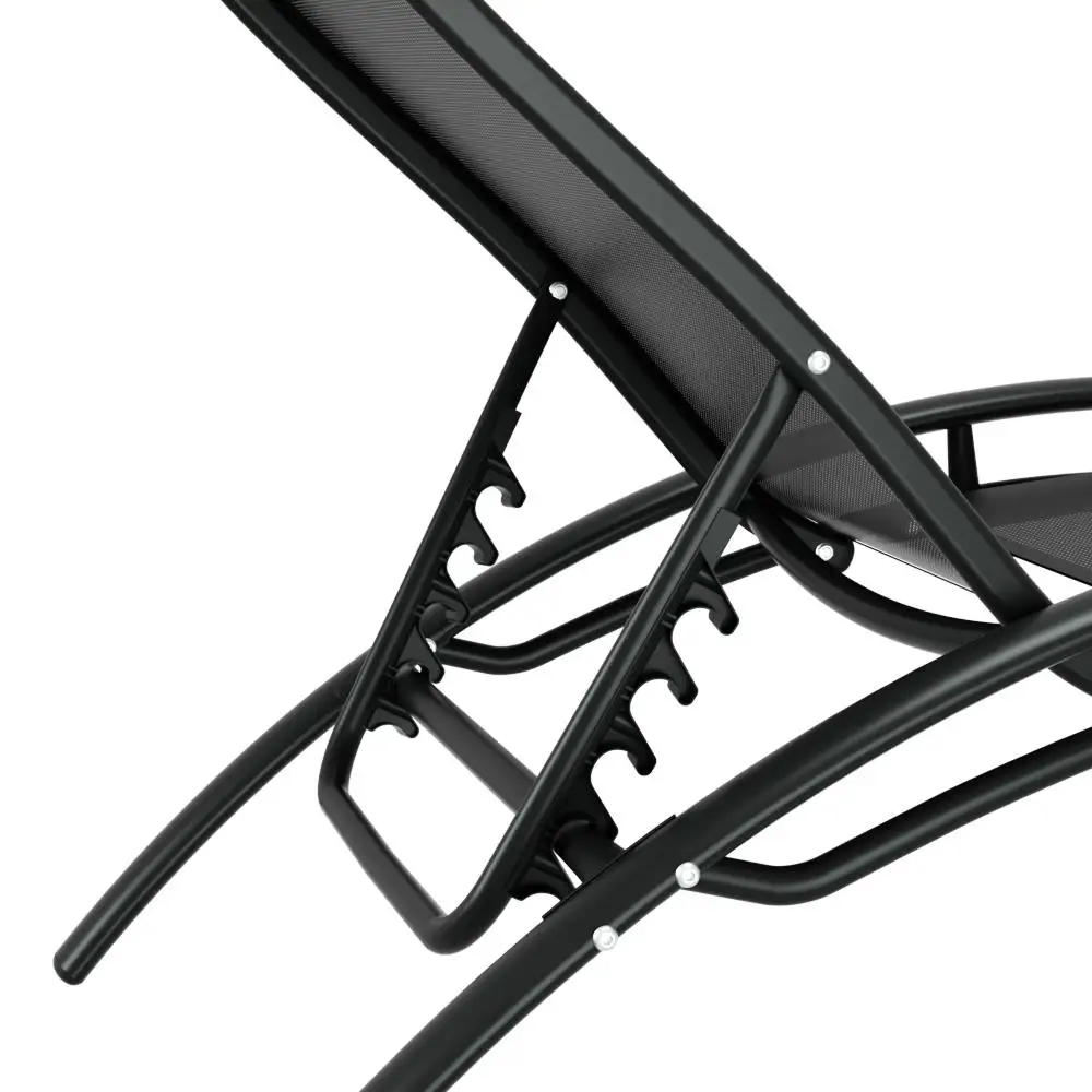 3 Piece Steel Sun Lounge Outdoor Patio Furniture Set with Table and Chairs Garden Relaxing Lounger