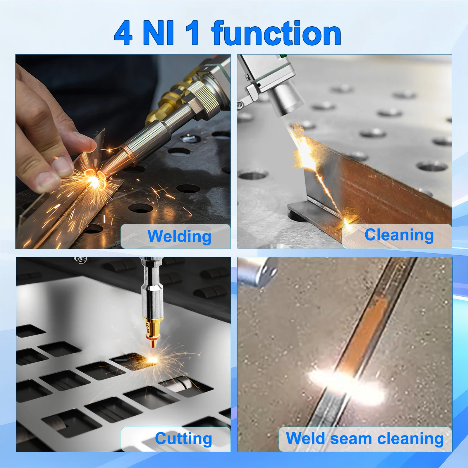 3000W Raycus Laser Welder Dual Wire Feeder 4 in 1 Laser Welding Cleaning Cutting for Metal Double Pendulum Laser Welding Machine