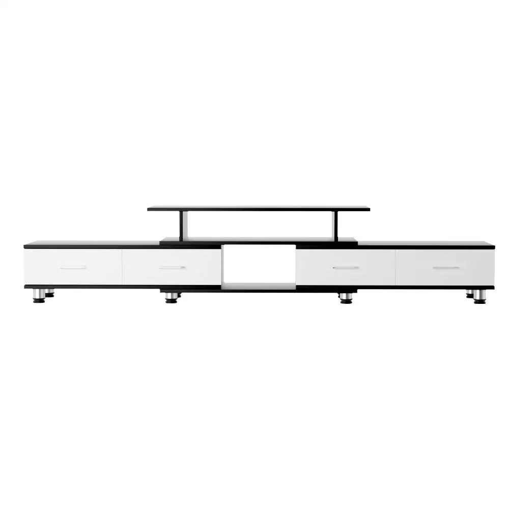 Extendable TV Cabinet Entertainment Unit 160CM to 220CM Modern Living Room Media Storage Console Stand Low Profile TV Stand With Shelves