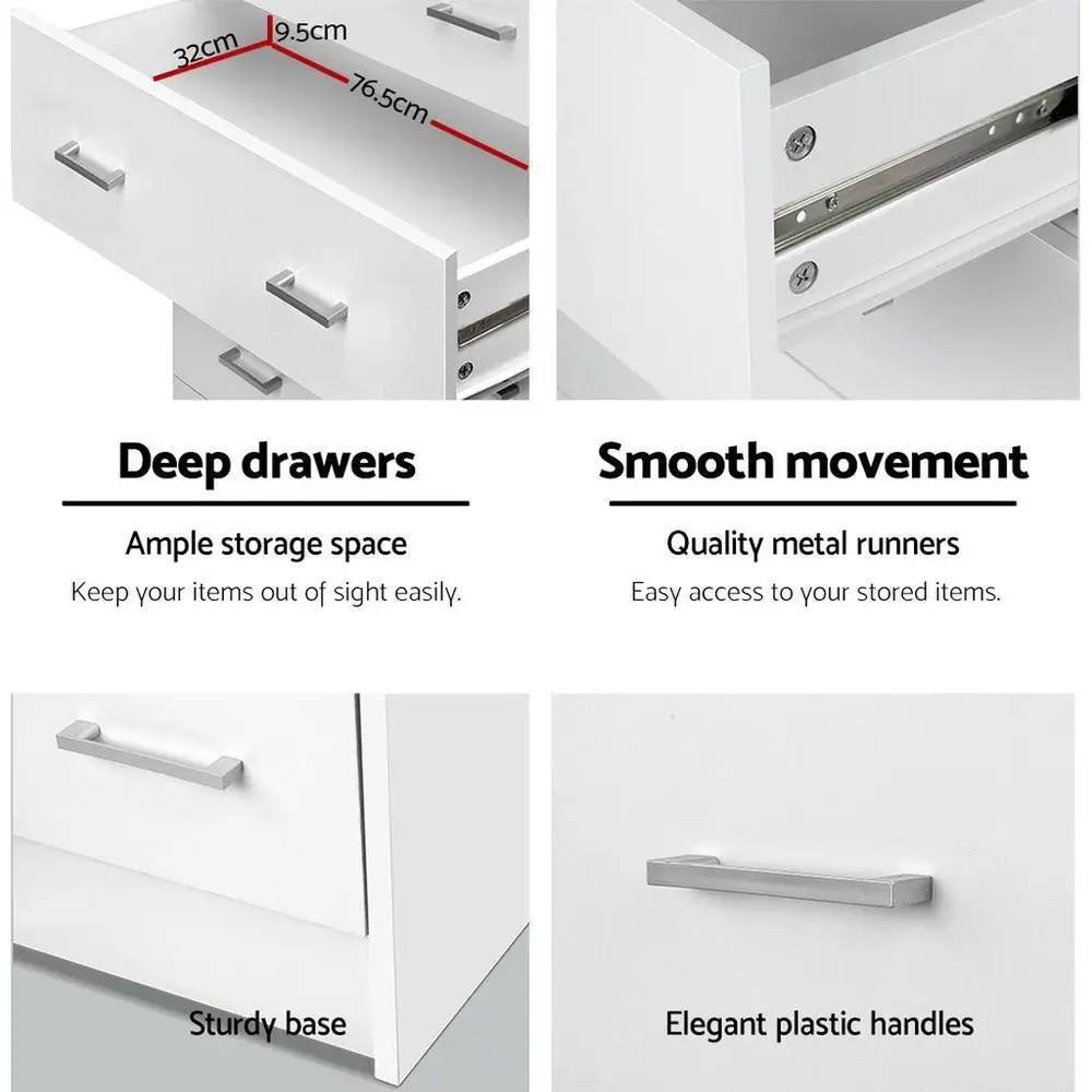 6 Drawer White Chest Wooden Storage Cabinet Modern Bedroom Dresser Tall Organizer for Home Furniture