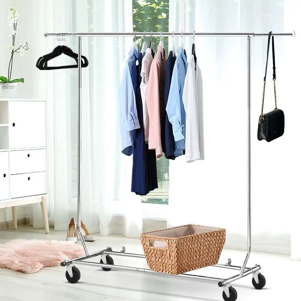 Adjustable Clothes Rack Airer Rail Coat Stand Hanging Storage Organizer Heavy Duty Portable Garment Drying Rack