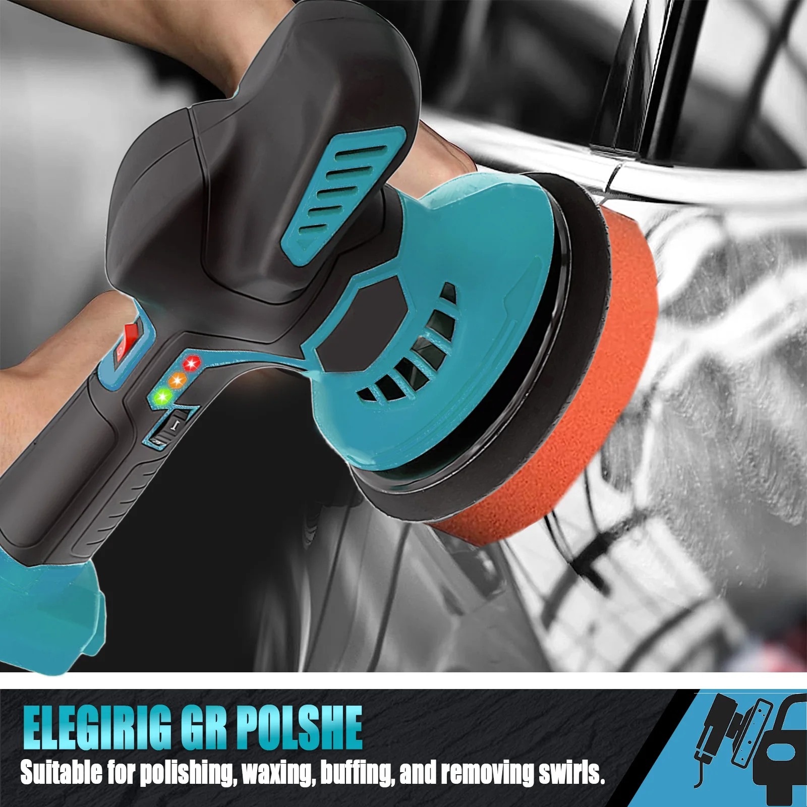 Cordless Car Polisher 6 Speed Dual Action Electric Buffer Waxing Sanding Machine Power Tool For Makita 18V Battery 2 Batteries