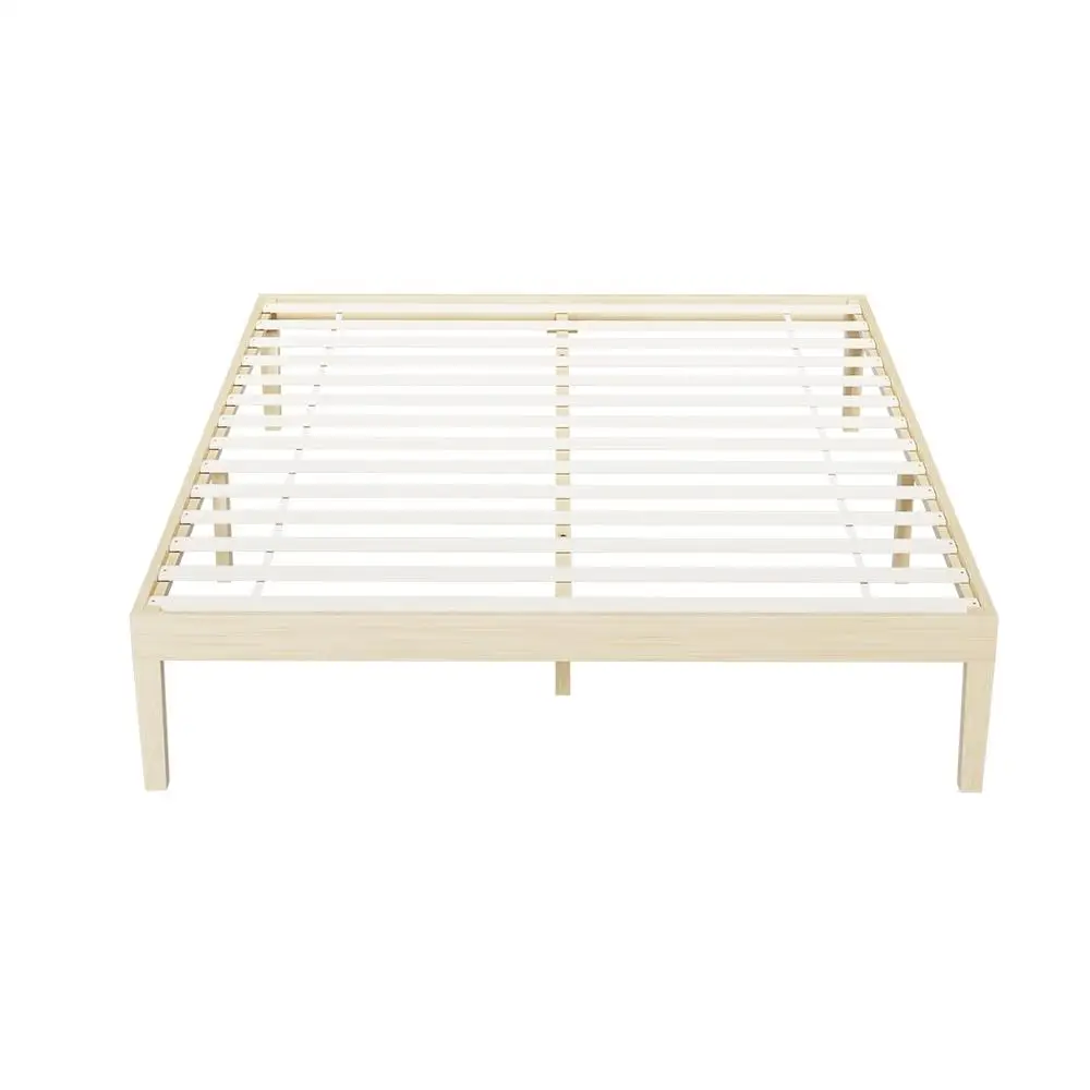 Queen Size Wooden Bed Frame Pine Timber Platform Mattress Base Bruno Style