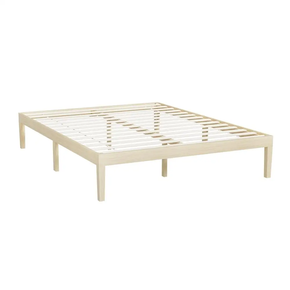 Queen Size Wooden Bed Frame Pine Timber Platform Mattress Base Bruno Style
