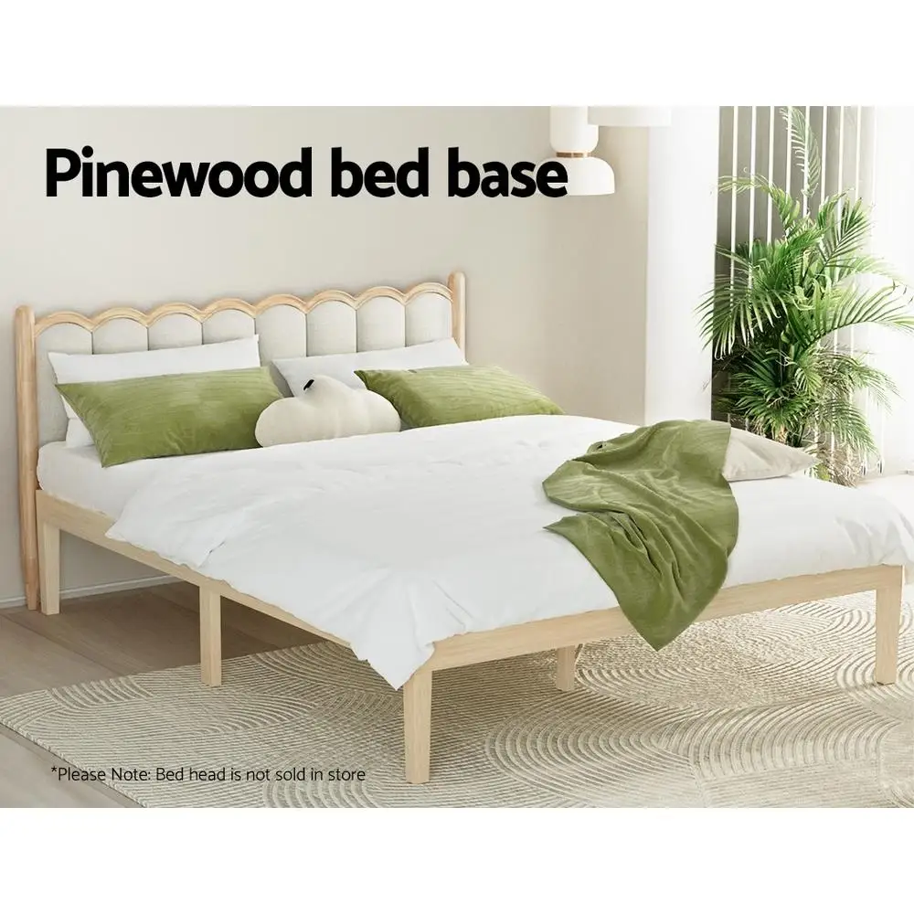 Queen Size Wooden Bed Frame Pine Timber Platform Mattress Base Bruno Style