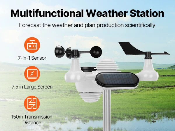 SucceBuy Weather Station Color Display for Temperature Humidity Wind Speed/Direction Rain UV with Forecast Data Alarm Alerts