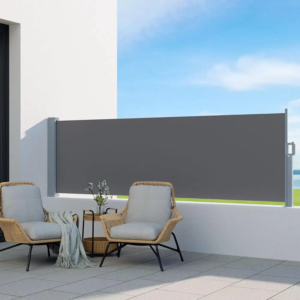 Retractable Side Awning Outdoor Sun Shade Privacy Screen 1x3M Grey