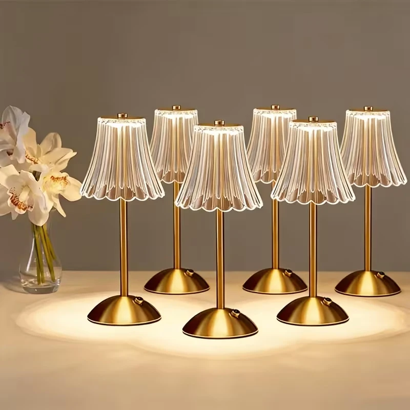 2/4/6/8pcs,Vintage Crystal LED Desk Lamp, USB Charging, Suitable for Bedrooms and Living Rooms, Easily Creating a Warm Atmosphere