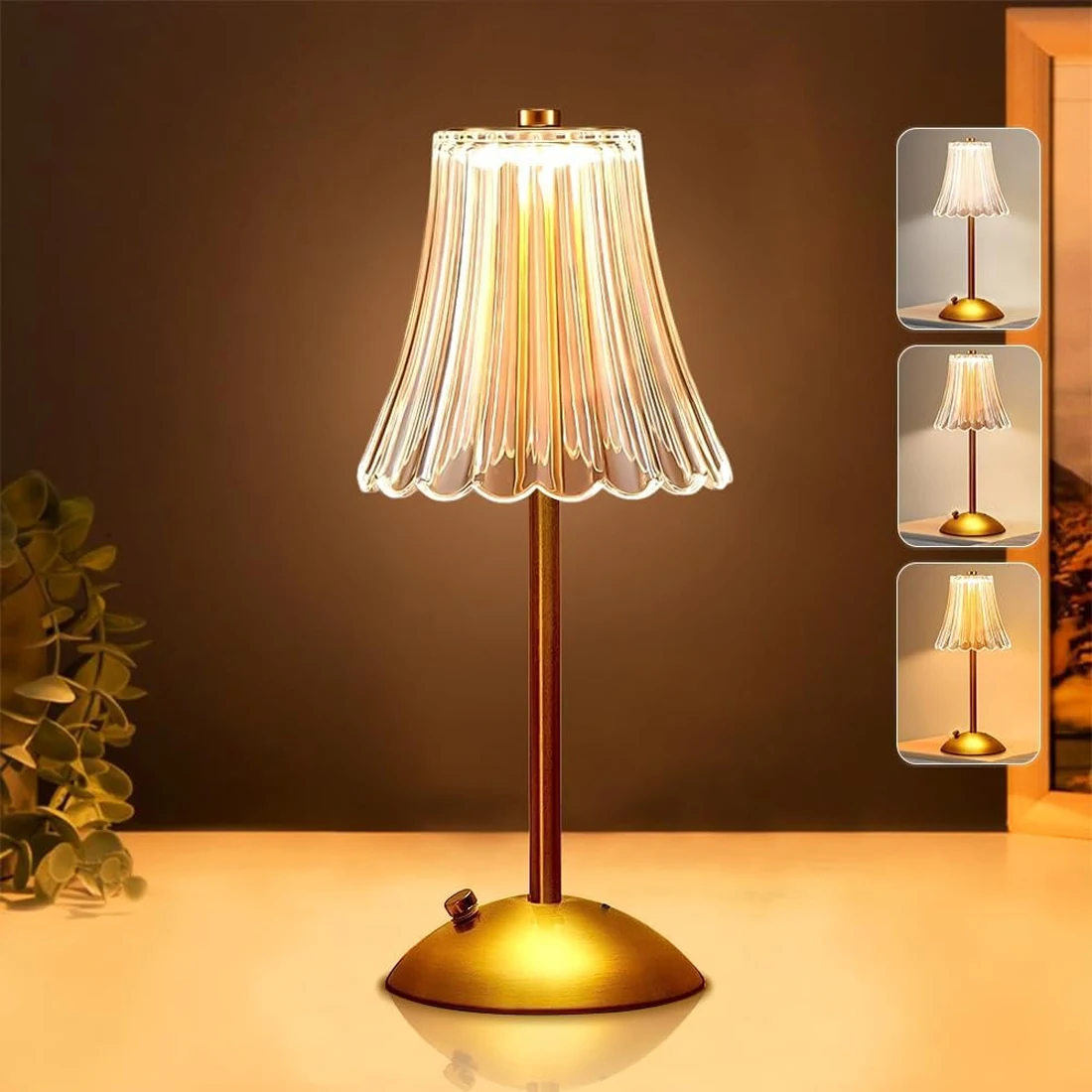 2/4/6/8pcs,Vintage Crystal LED Desk Lamp, USB Charging, Suitable for Bedrooms and Living Rooms, Easily Creating a Warm Atmosphere