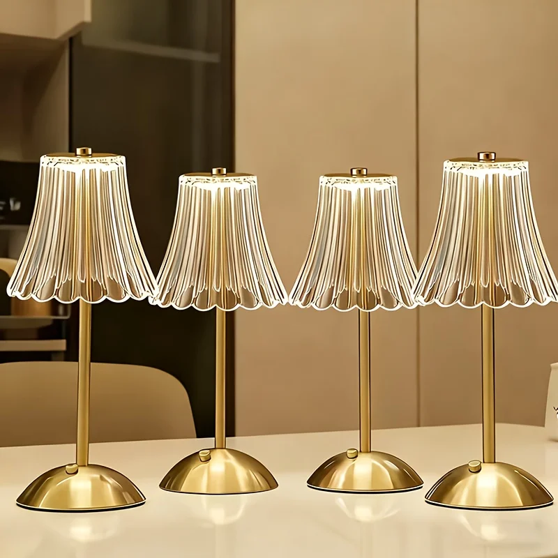 2/4/6/8pcs,Vintage Crystal LED Desk Lamp, USB Charging, Suitable for Bedrooms and Living Rooms, Easily Creating a Warm Atmosphere