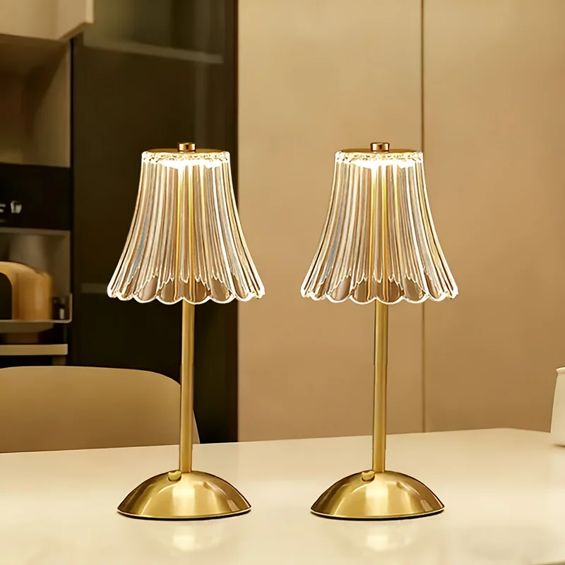 2/4/6/8pcs,Vintage Crystal LED Desk Lamp, USB Charging, Suitable for Bedrooms and Living Rooms, Easily Creating a Warm Atmosphere