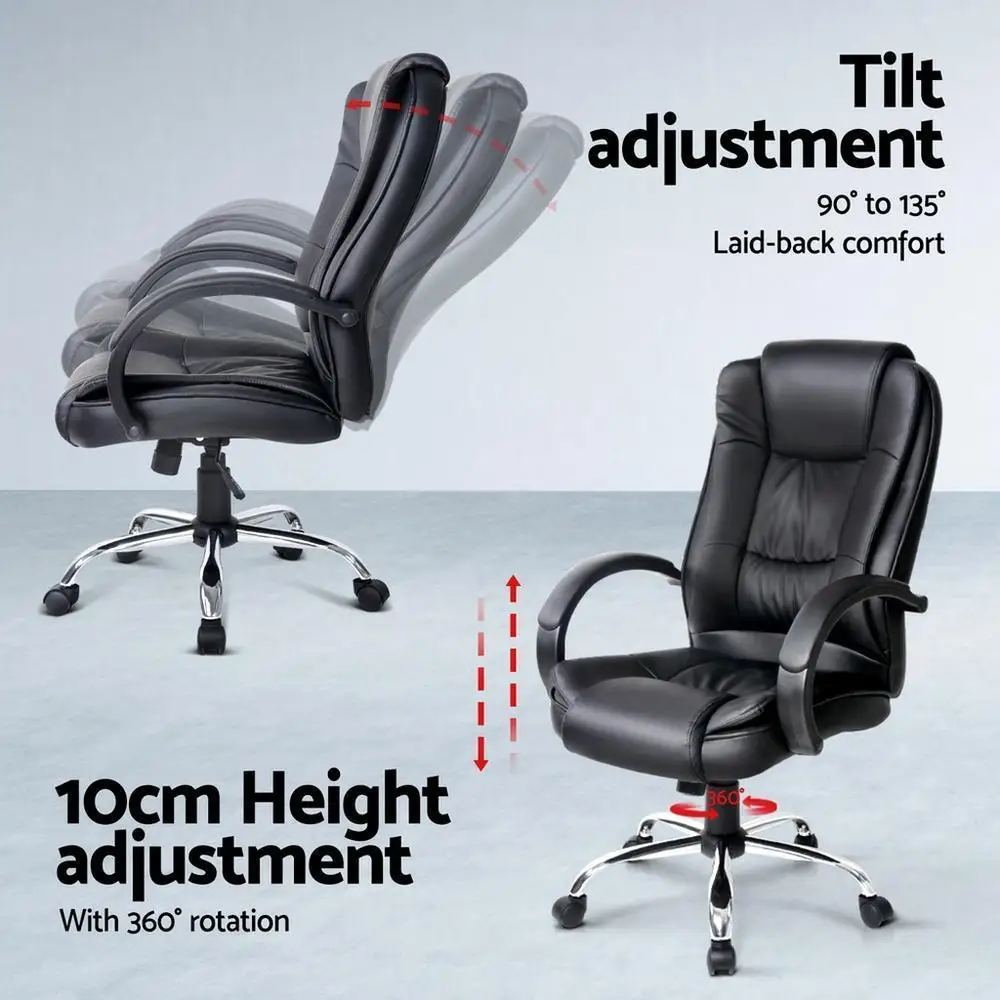 120cm Computer Desk and Executive Office Chair Set PU Leather High Back Black Office Furniture Set