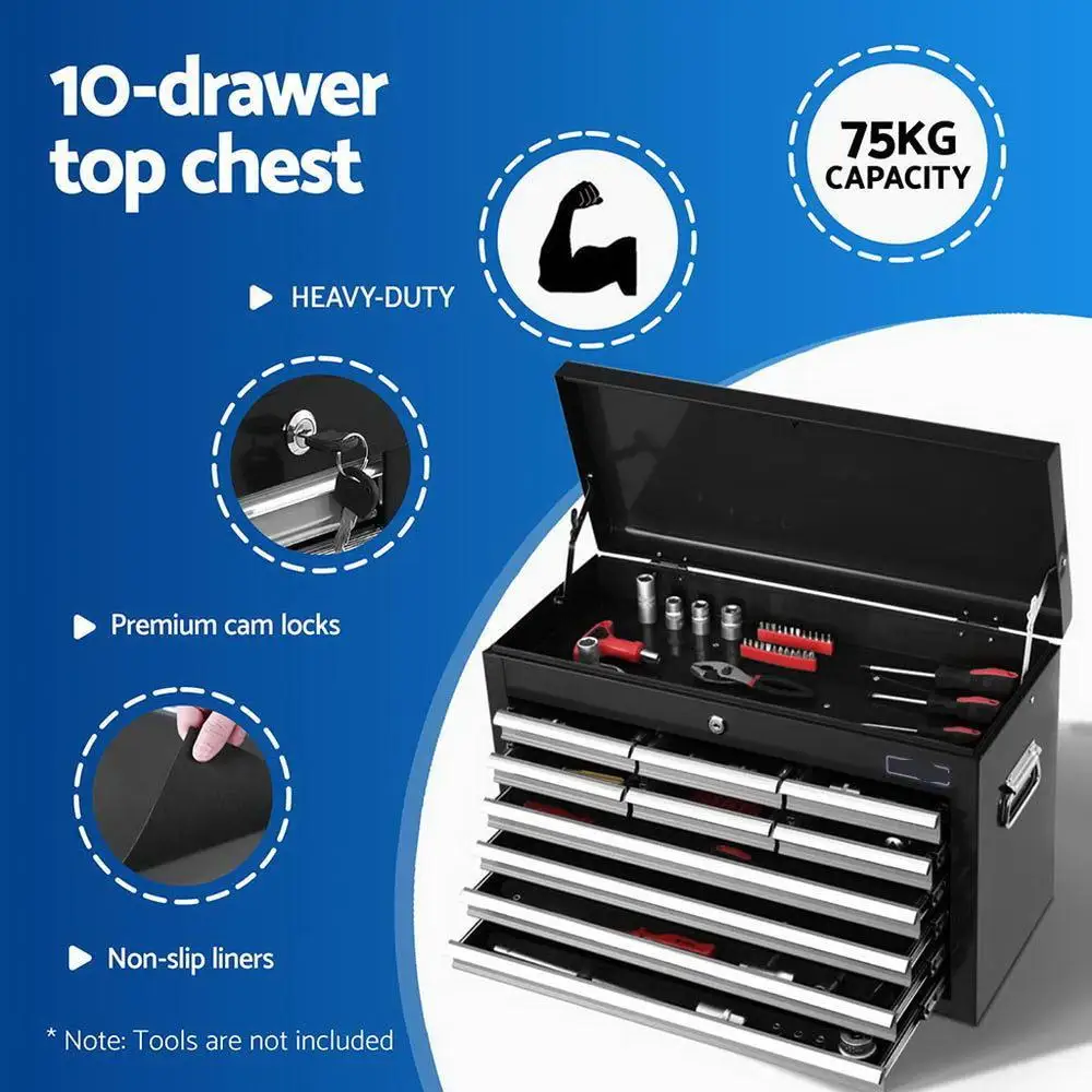 15 Drawers 2 in 1 Tool Chest Trolley Toolbox Black and Grey Storage Cabinet