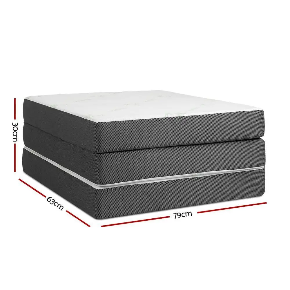 Foldable Single Foam Mattress Bamboo Cover Portable Space Saving Floor Bed Convertible Guest Sleeping Mat Extra Comfort Durable Breathable Washable Cover