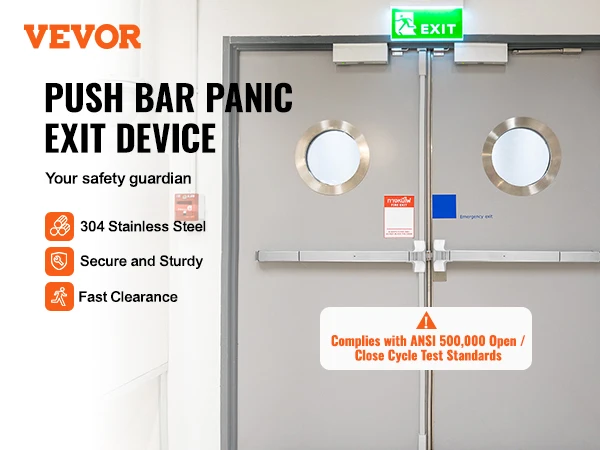 SucceBuy Push Bar Door Locks Stainless Steel Bars for Exit Doors with Exterior Lever Push Bar Panic Exit Device Door Hardware