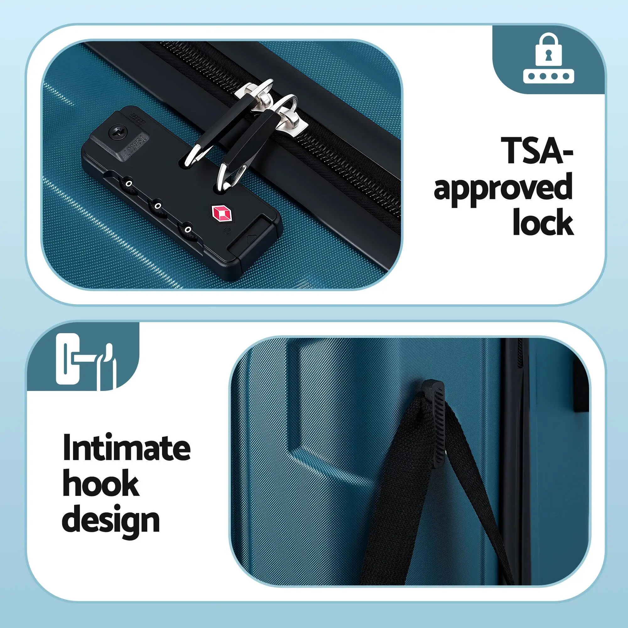 28 Inch Lightweight Hard Shell TSA Approved Teal Travel Suitcase with Spinner Wheels