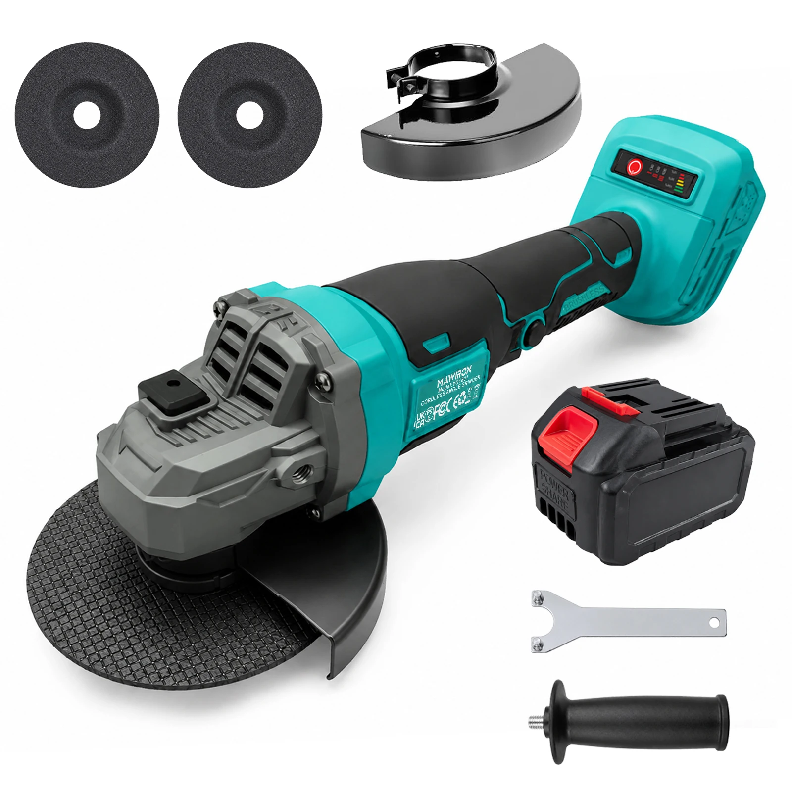  Cordless Angle Grinder Compatible with Makita 18V Battery, 125mm Electric Grinding Machine with 1pc Battery, Brushless Power Grinder with Battery, Cutting Grinding Polishing Tool for Metal Wood DIY Workshop