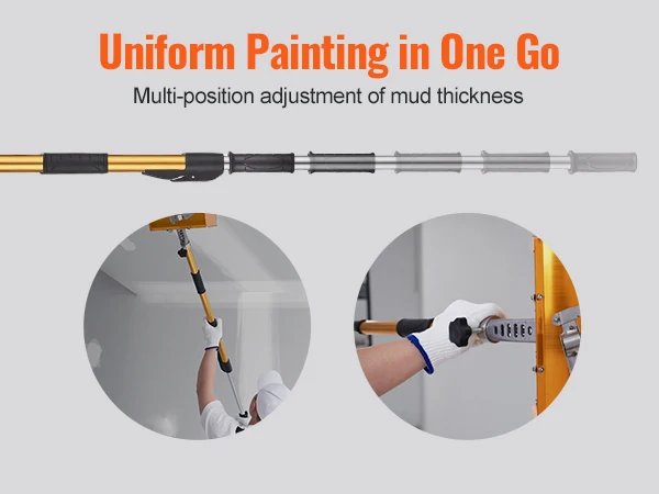 SucceBuy Drywall Flat Box Handle 40''-64'' Anodized Aluminum 5-Section Length Adjustable Non-Slip Grip Plasterboard Wallboard