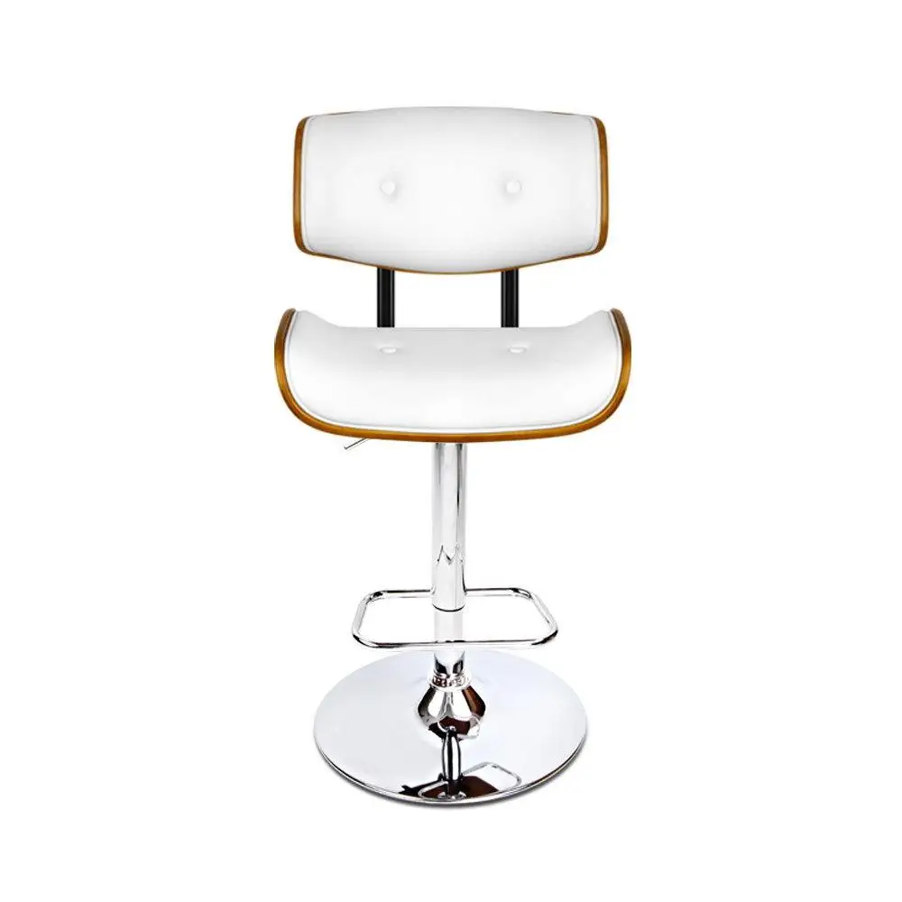 White Leather Gas Lift Bar Stools Adjustable Swivel Counter Chairs Modern Kitchen Dining Seating