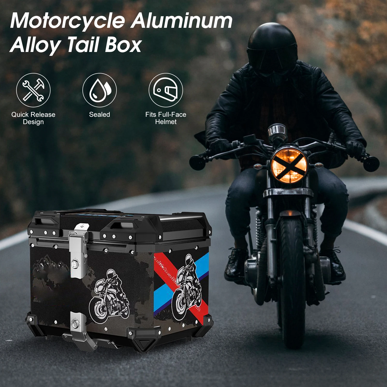 65L Motorcycle Aluminum Top Box Tail Rear Luggage Storage Tool Cases for BMW R1200GS R1250GS R1200GS 1200 GS LC ADV Helmet Box