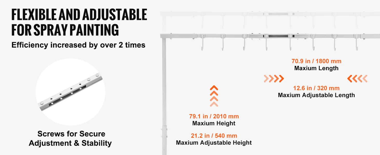 SucceBuy 66 lbs Painting Drying Rack 5-7ft Adjustable Height Automotive Paint Rack Stand with 8 Hooks for Auto Repair Shops