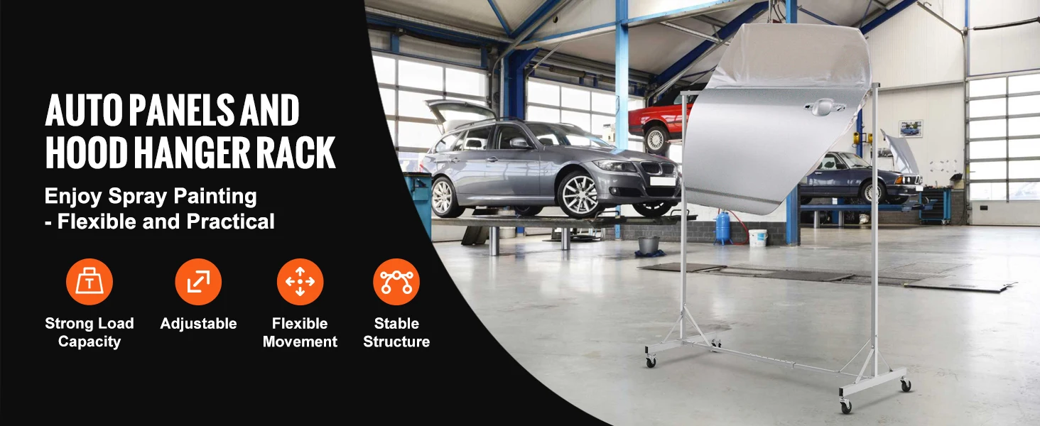 SucceBuy 66 lbs Painting Drying Rack 5-7ft Adjustable Height Automotive Paint Rack Stand with 8 Hooks for Auto Repair Shops