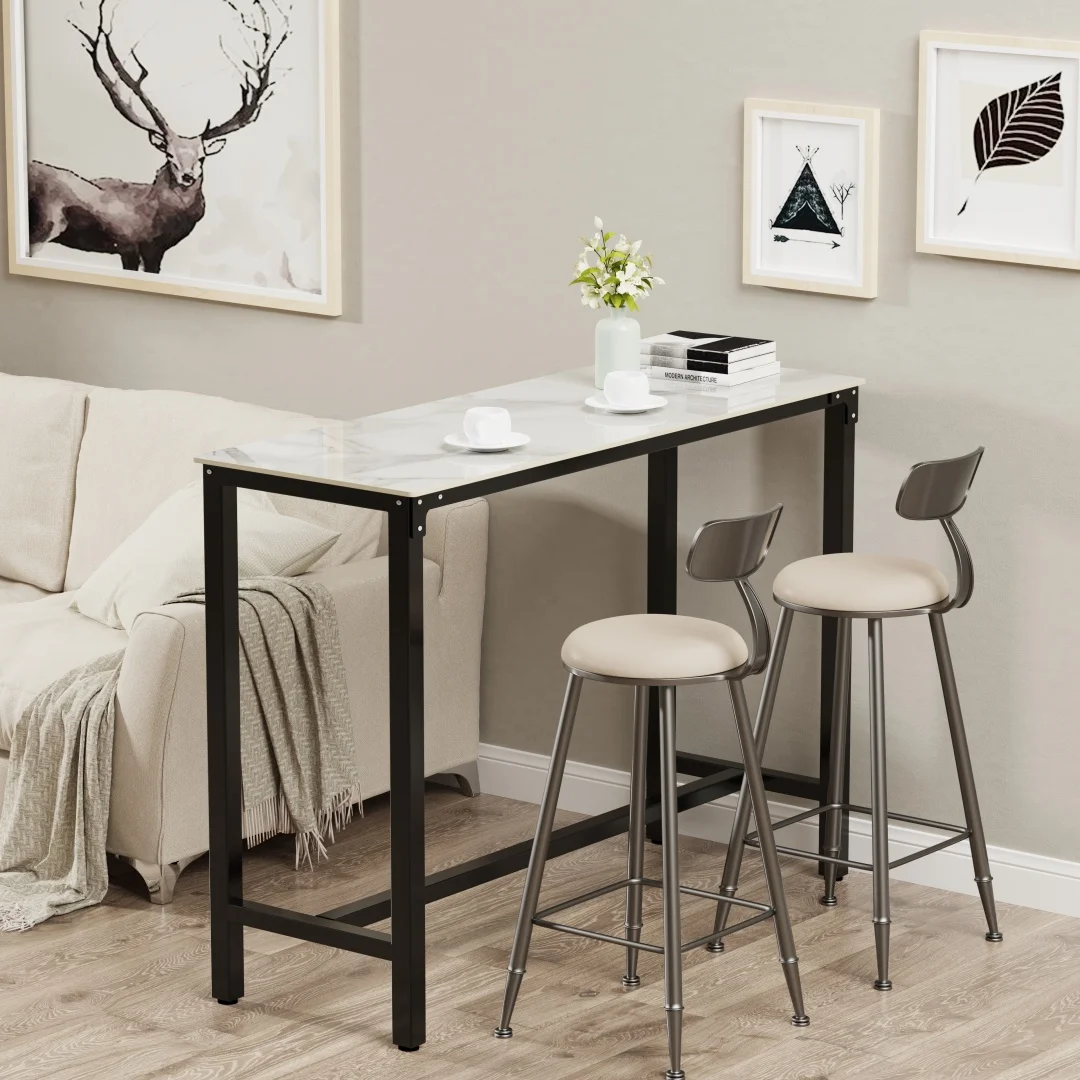 LUVODI 120cm Long Rectangular Bar Table Height Kitchen Breakfast Countertop Pub for Dining Room Business Area Offices Furniture