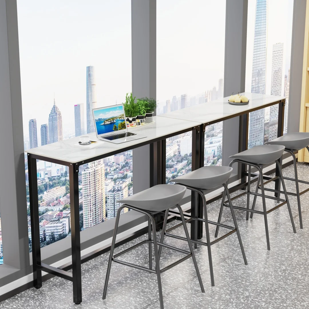 LUVODI 120cm Long Rectangular Bar Table Height Kitchen Breakfast Countertop Pub for Dining Room Business Area Offices Furniture