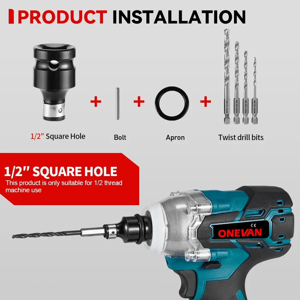 ONEVAN 44Pcs Set Electric Impact Wrench Socket Adapter Kit Drill Chuck Drive Adapter SET for Electric Drill Wrench Screwdrivers