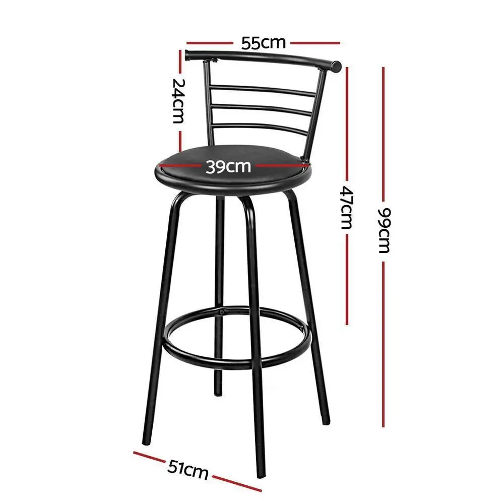 Set of 4 Swivel Leather Padded Metal Bar Stools Adjustable Height Durable Modern Kitchen Counter Chairs
