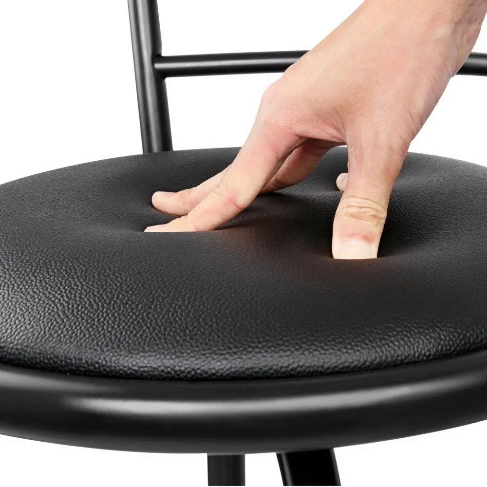 Set of 4 Swivel Leather Padded Metal Bar Stools Adjustable Height Durable Modern Kitchen Counter Chairs
